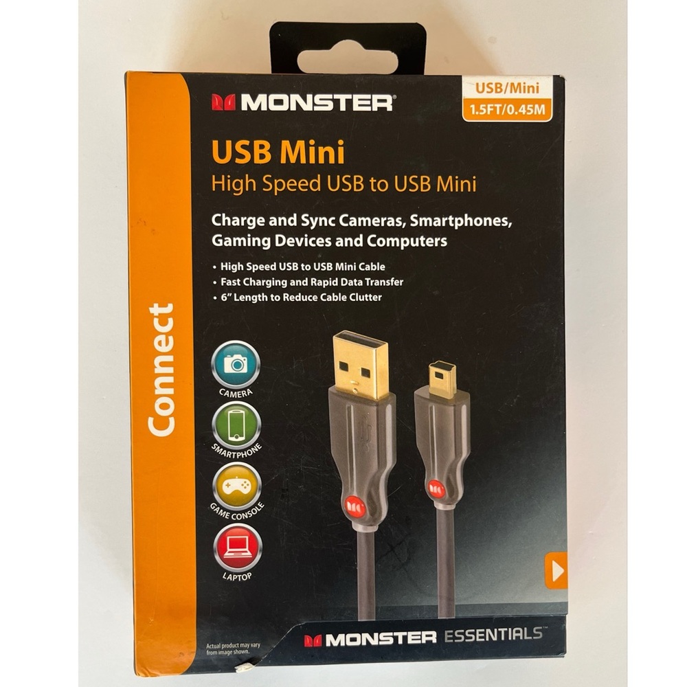 Monster High Speed USB to USB Mini Connection 1.5 ft